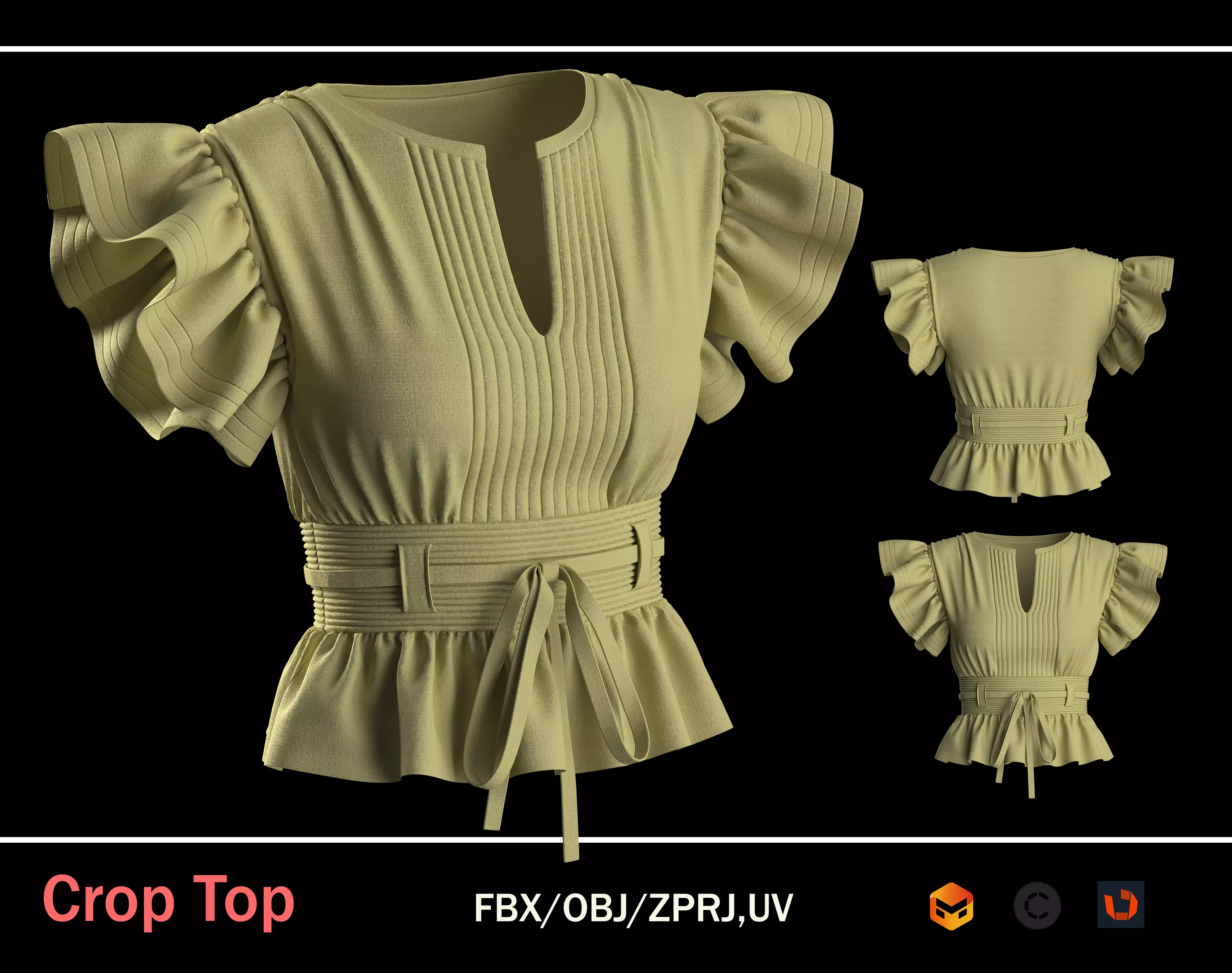 Crop Top 3D model 3D model