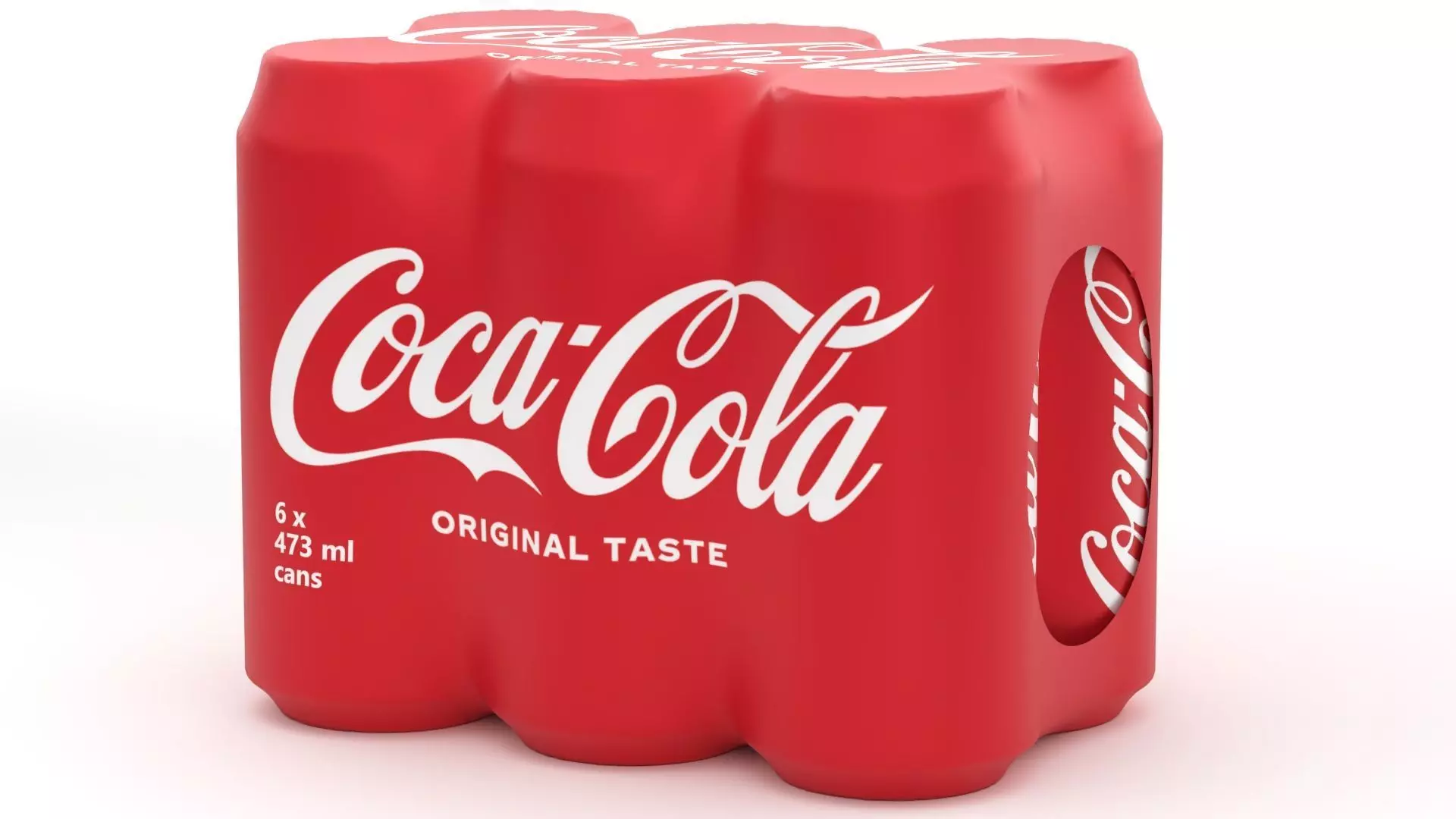 6 Pack 473ml Coca Cola Beverage Cans Packaging 3D model_1