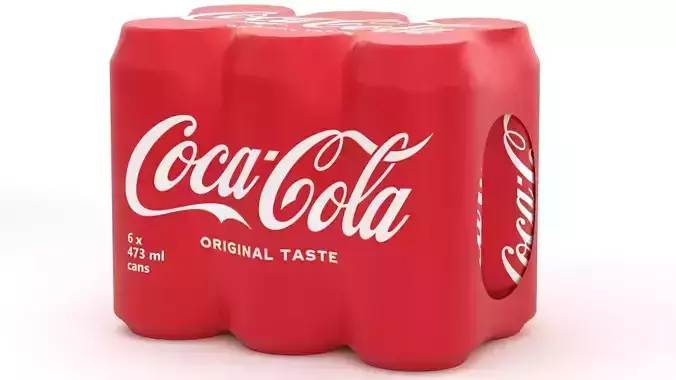 6 Pack 473ml Coca Cola Beverage Cans Packaging 3D model 2