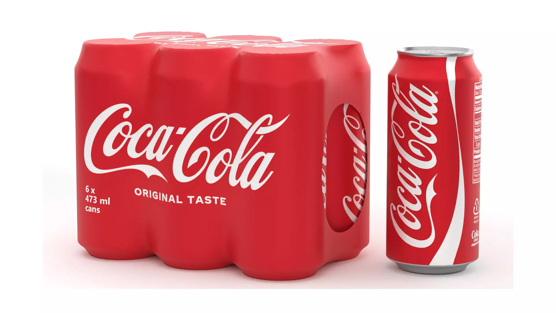 6 Pack 473ml Coca Cola Beverage Cans Packaging 3D model_0