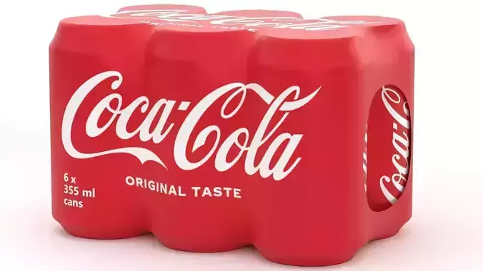 6 Pack 355ml Coca Cola Beverage Cans Packaging 3D model 2