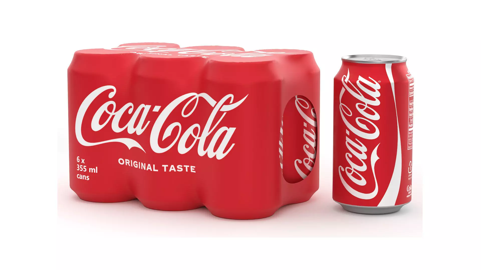 6 Pack 355ml Coca Cola Beverage Cans Packaging 3D model_0