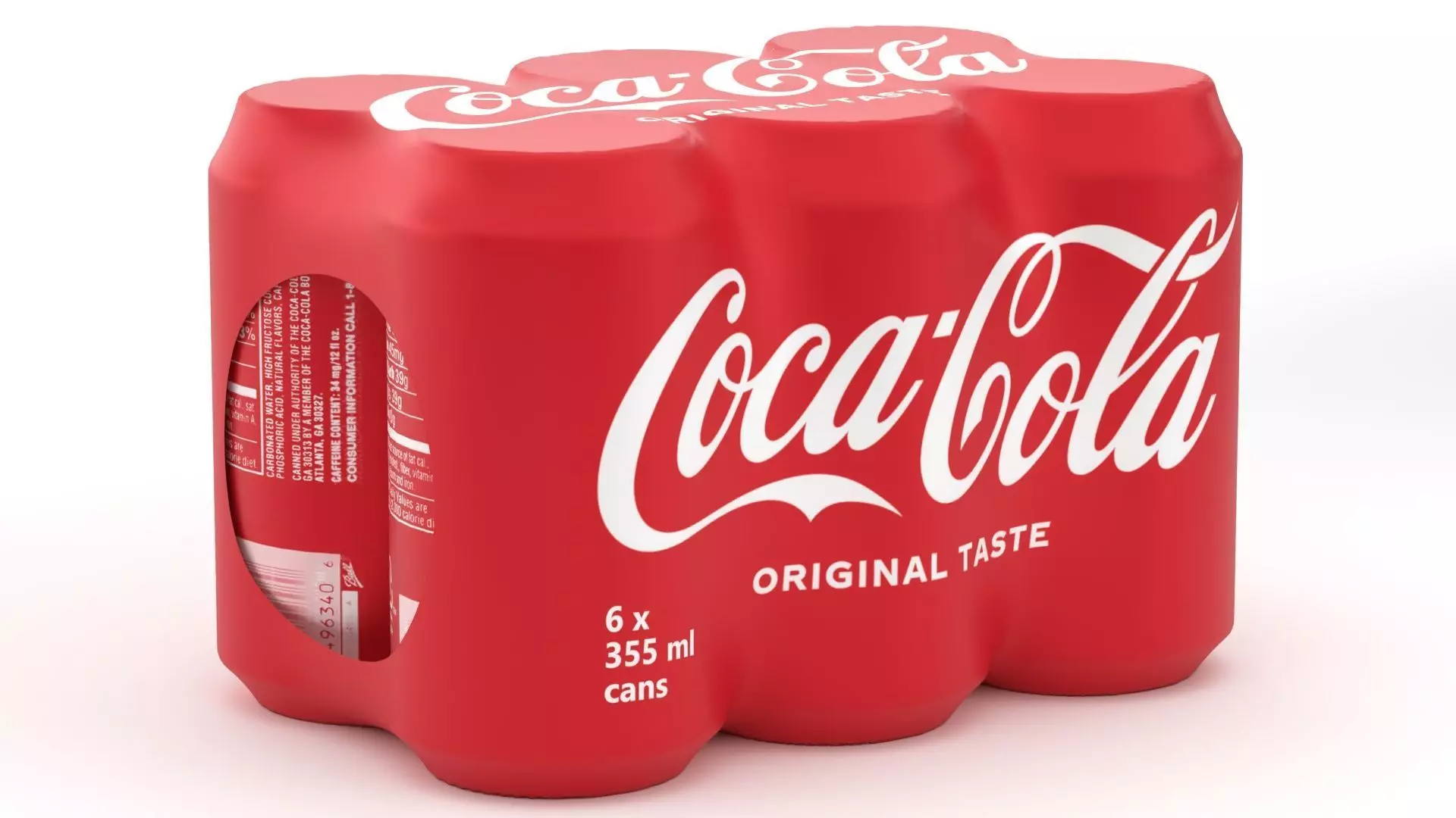 6 Pack 355ml Coca Cola Beverage Cans Packaging 3D model_4