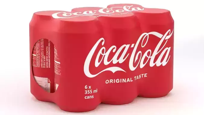 6 Pack 355ml Coca Cola Beverage Cans Packaging 3D model 5