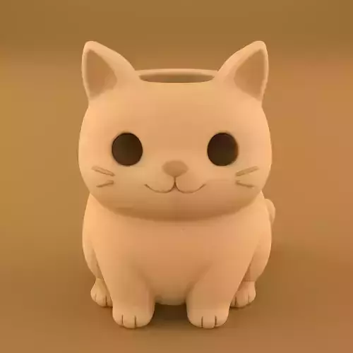 Cute Cat Planter STL