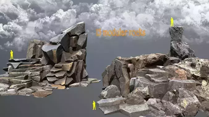 desert rocks Low-poly 3D model