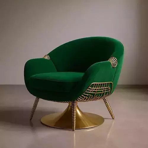 Luxury Armchair with Gold Base and Modern Design