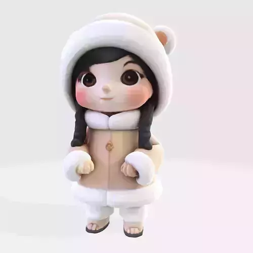 Cute Eskimo Girl  3D Printable Figurine 3D print model