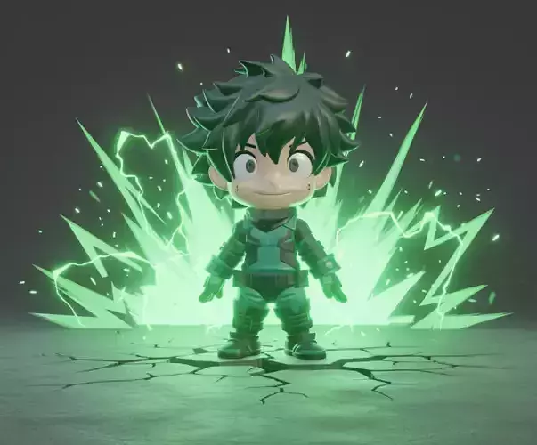 Izuku Midoriya Deku Nendoroid Chibi Collectible Figure Low-poly 3D model