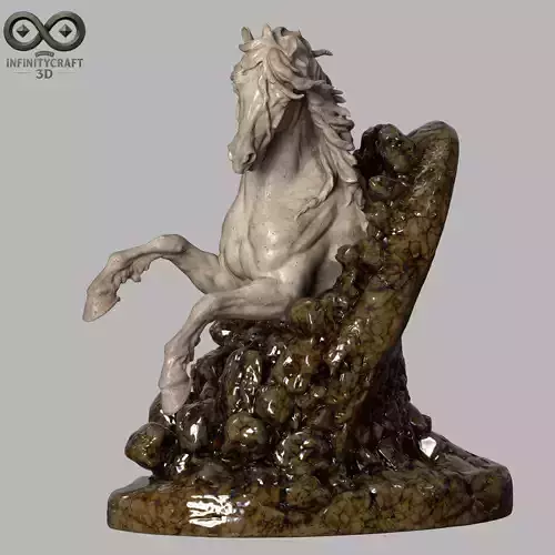 Wild Stallion Burst  3D Horse Statue for CNC or 3D Print