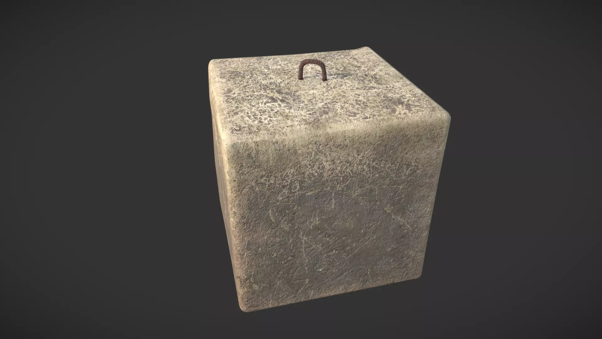 Realistic Concrete Counterweight Block PBR Game Ready 3D Model Free low-poly 3D model