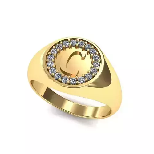 Anel chevalier letra C