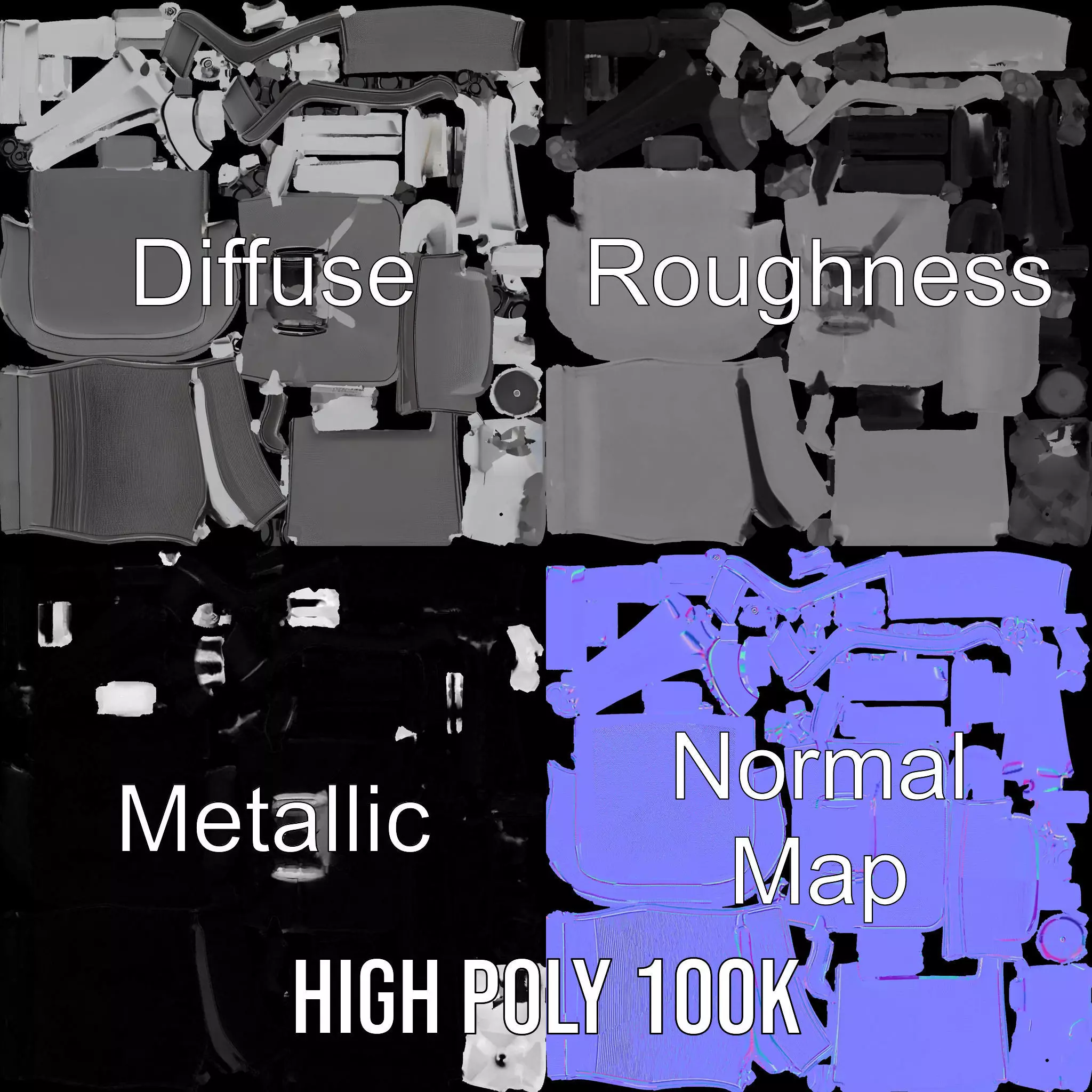 Ergonomic Mesh Office Chair model pack Low-poly 3D model_3