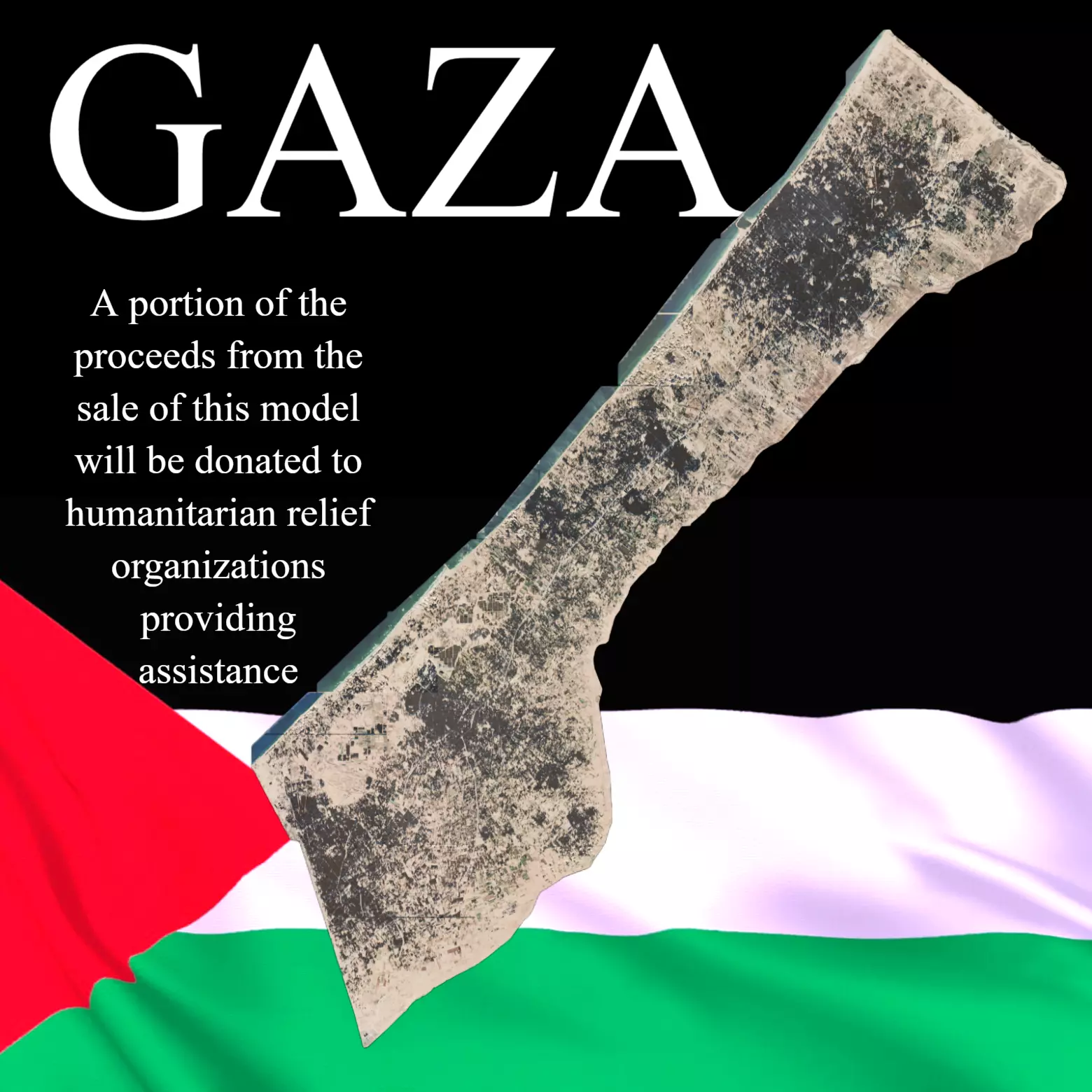 Gaza City Architectural Topographic 3D print model_0