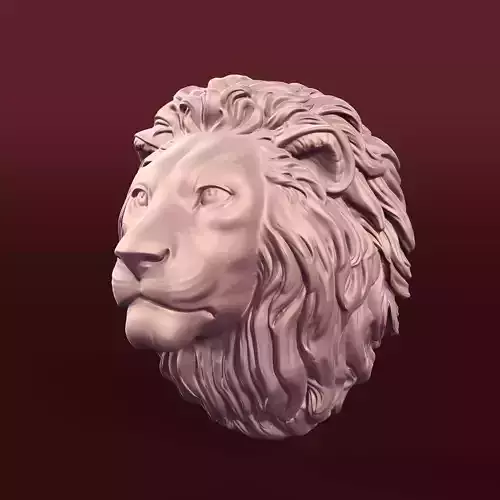 Lion Head Mounted Trophy -- Statue -- Sculpture