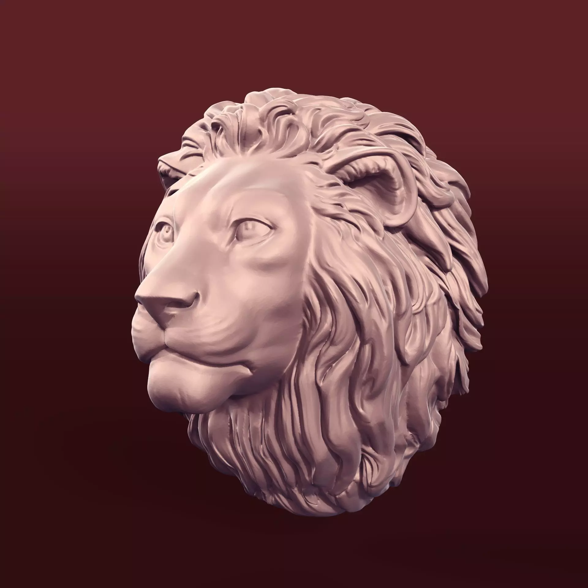 Lion Head Mounted Trophy -- Statue -- Sculpture 3D print model