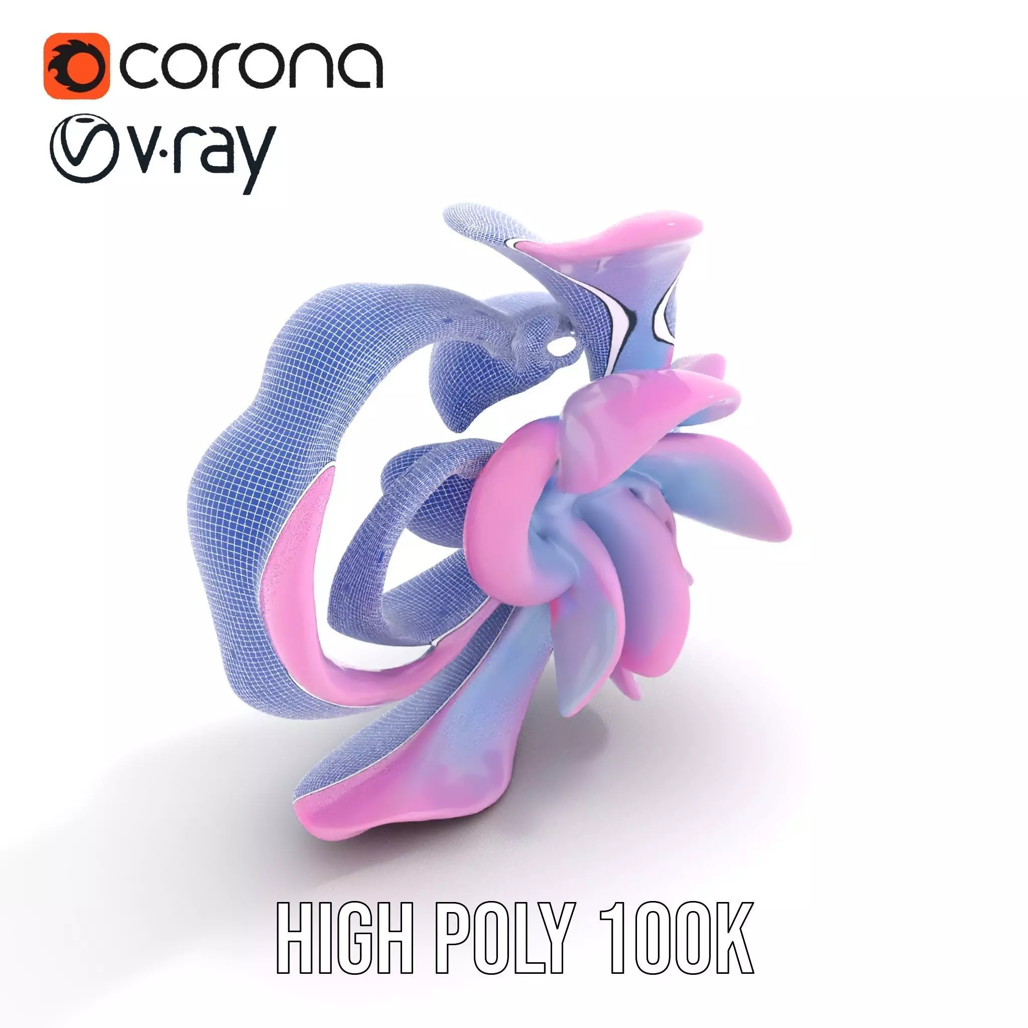 Iridescent Spiral Blossom model pack Low-poly 3D model_23