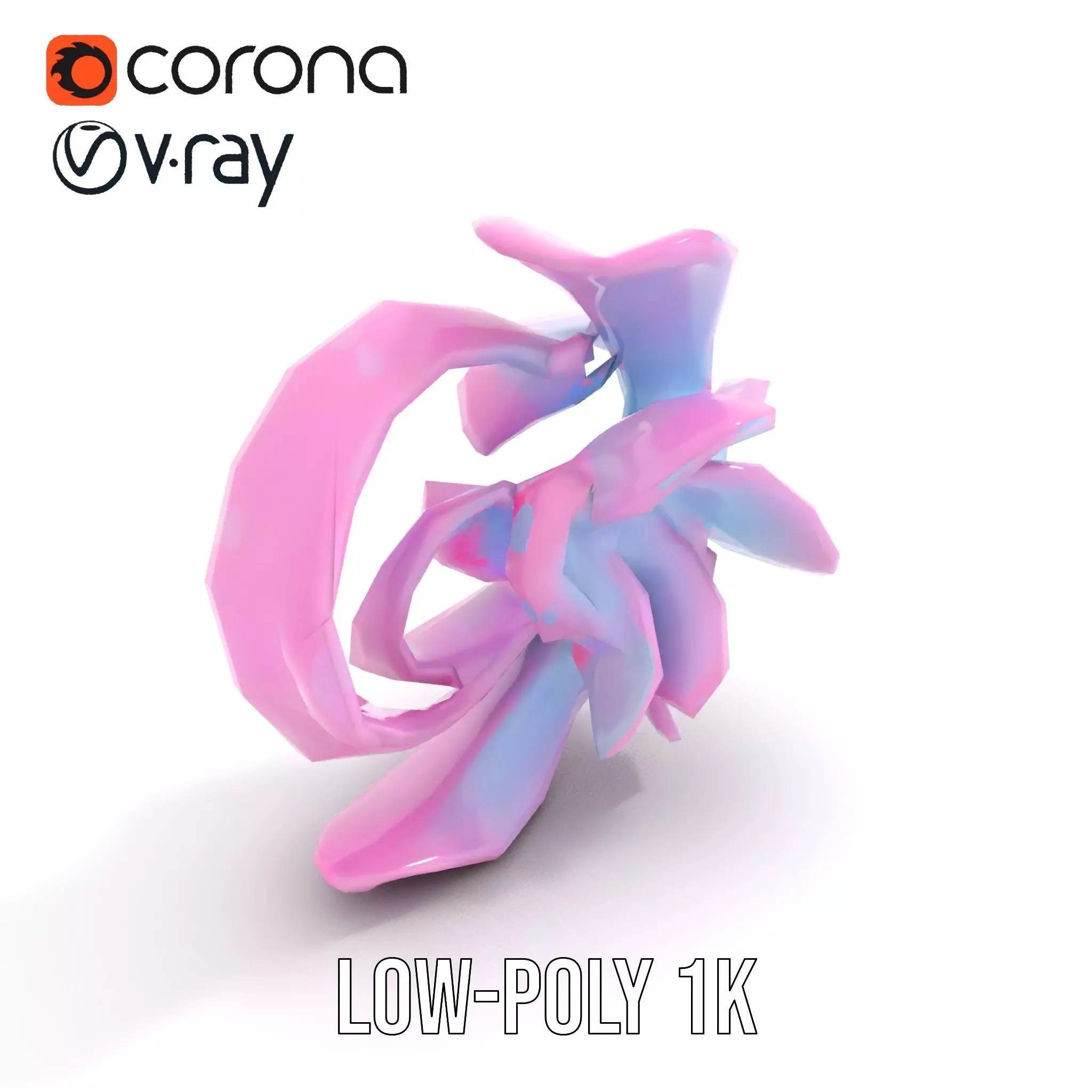 Iridescent Spiral Blossom model pack Low-poly 3D model_19
