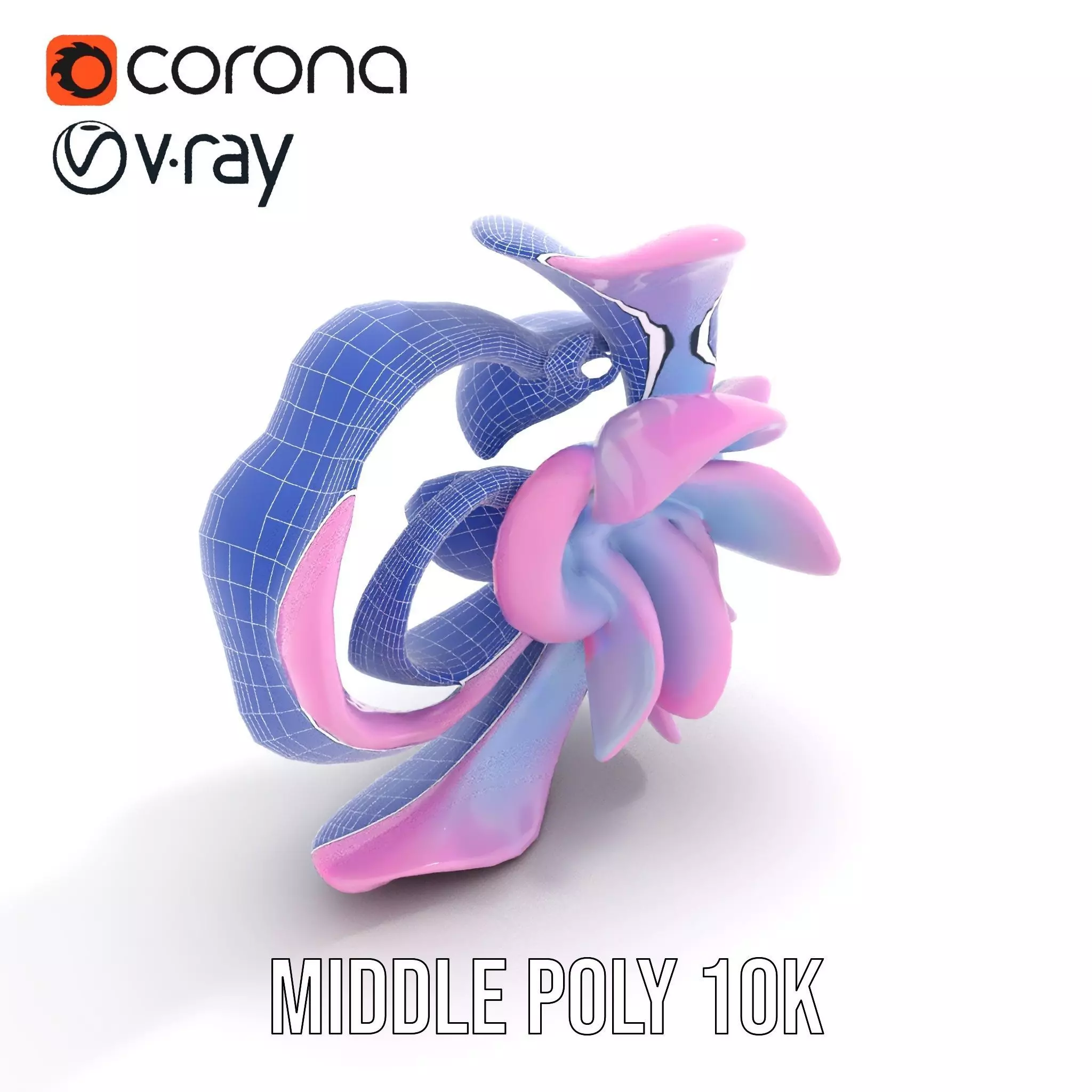 Iridescent Spiral Blossom model pack Low-poly 3D model_5