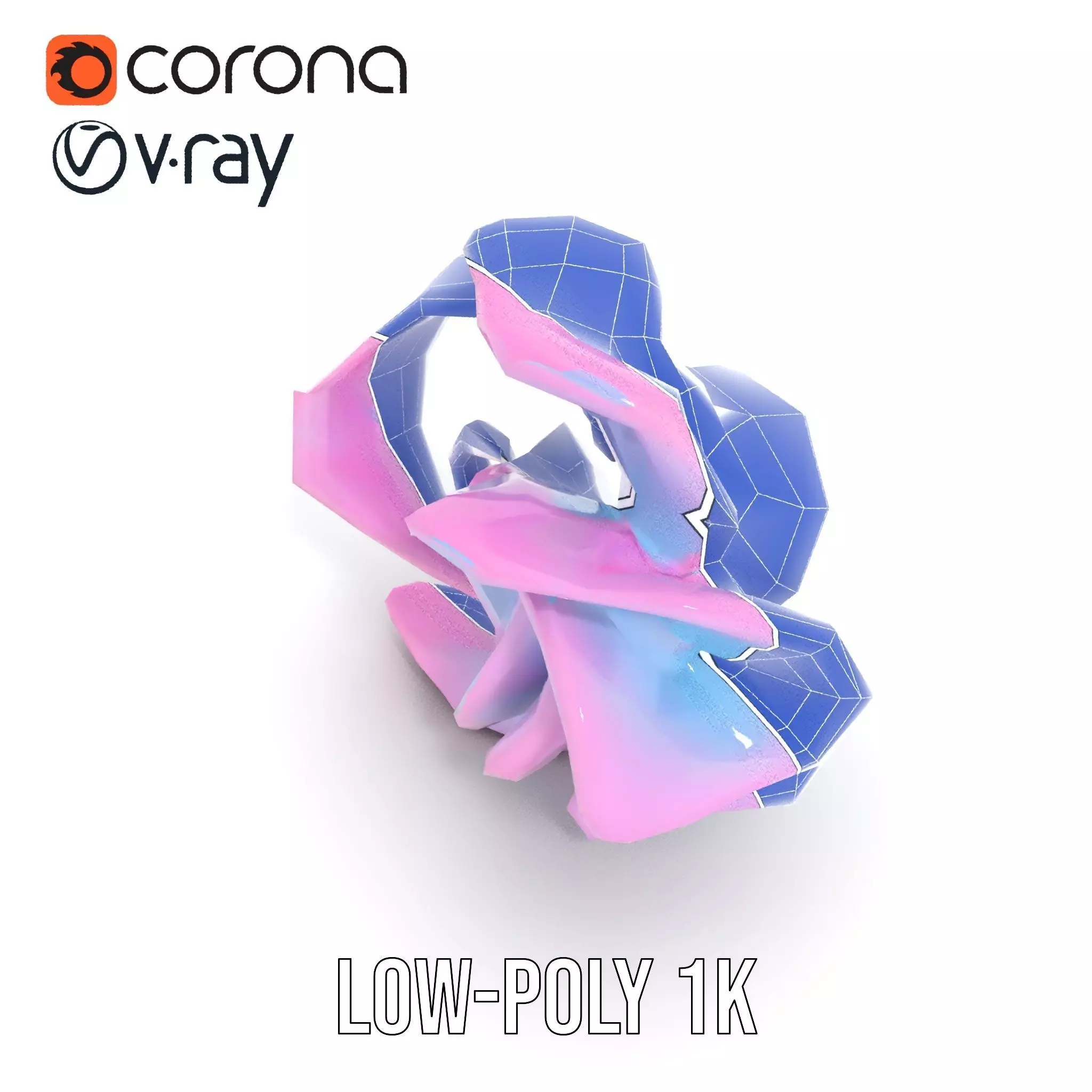 Iridescent Spiral Blossom model pack Low-poly 3D model_9