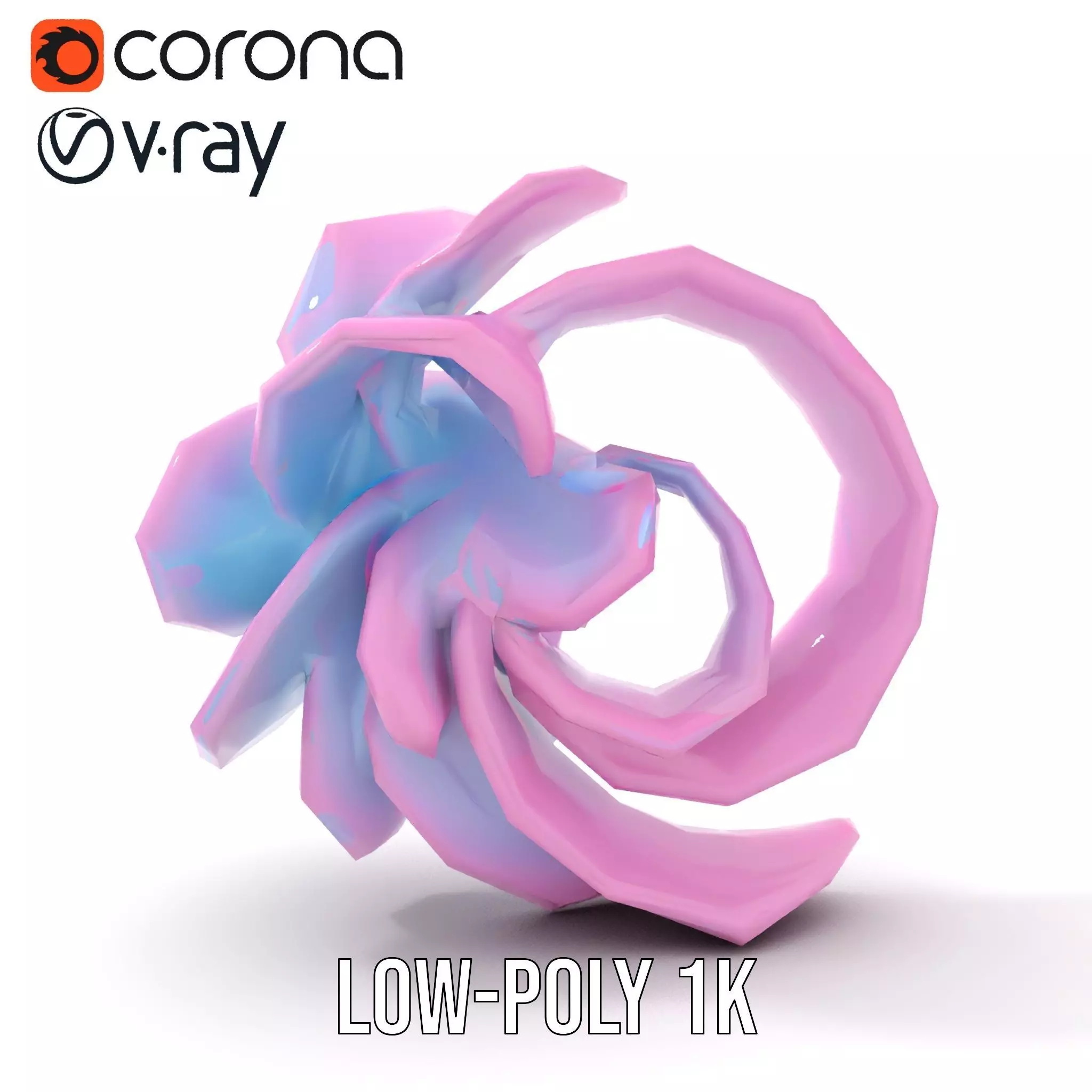 Iridescent Spiral Blossom model pack Low-poly 3D model_12