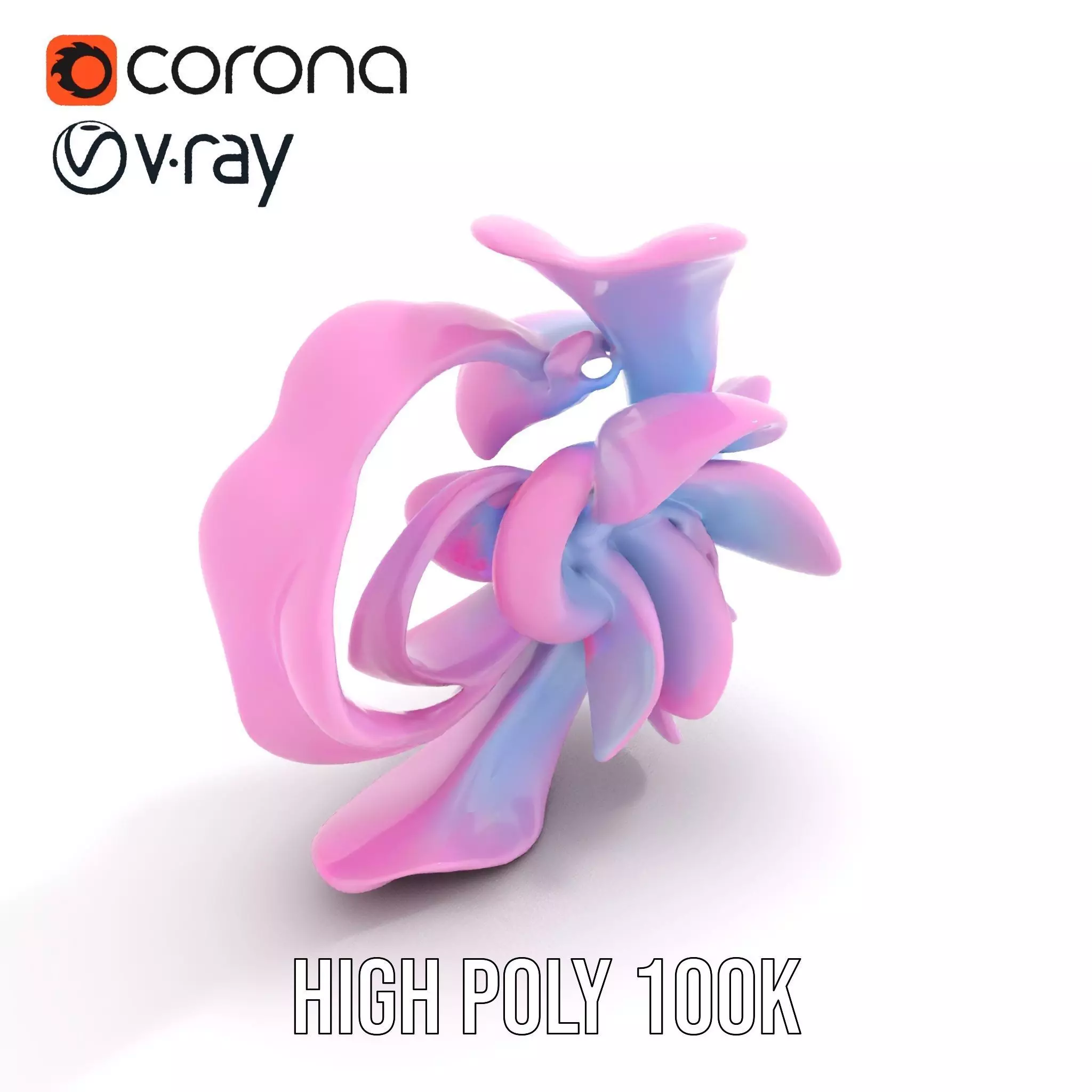 Iridescent Spiral Blossom model pack Low-poly 3D model_17