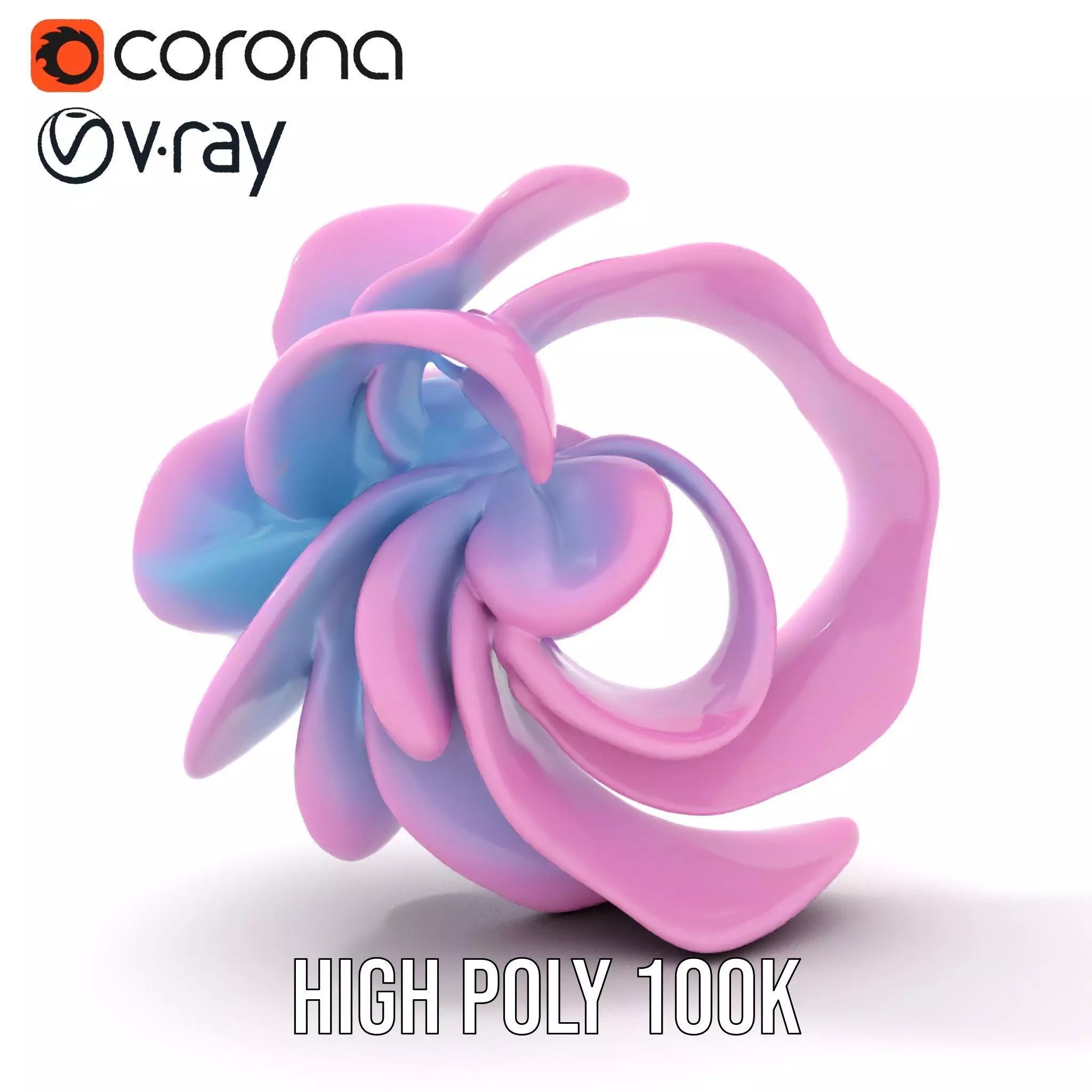 Iridescent Spiral Blossom model pack Low-poly 3D model_28