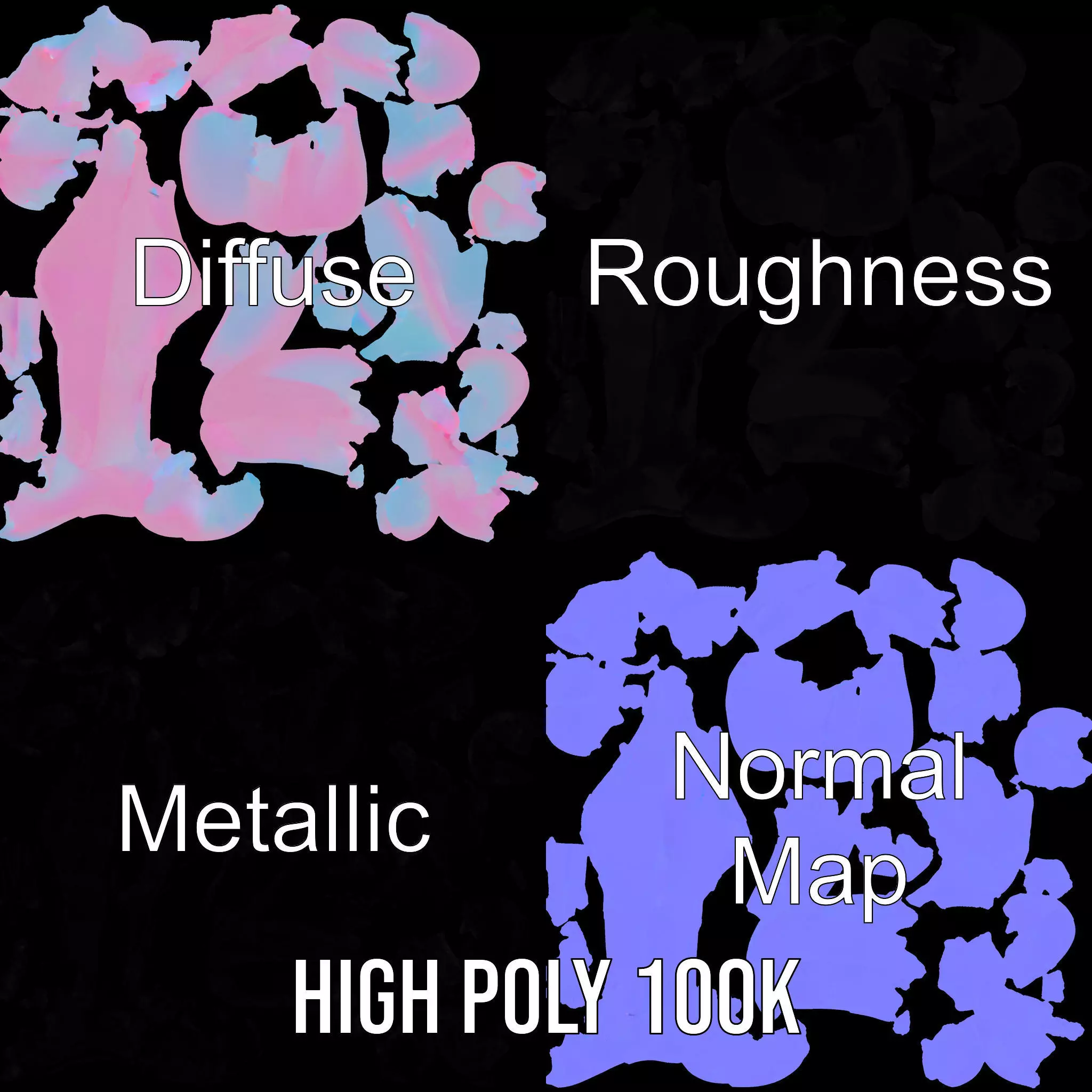 Iridescent Spiral Blossom model pack Low-poly 3D model_3