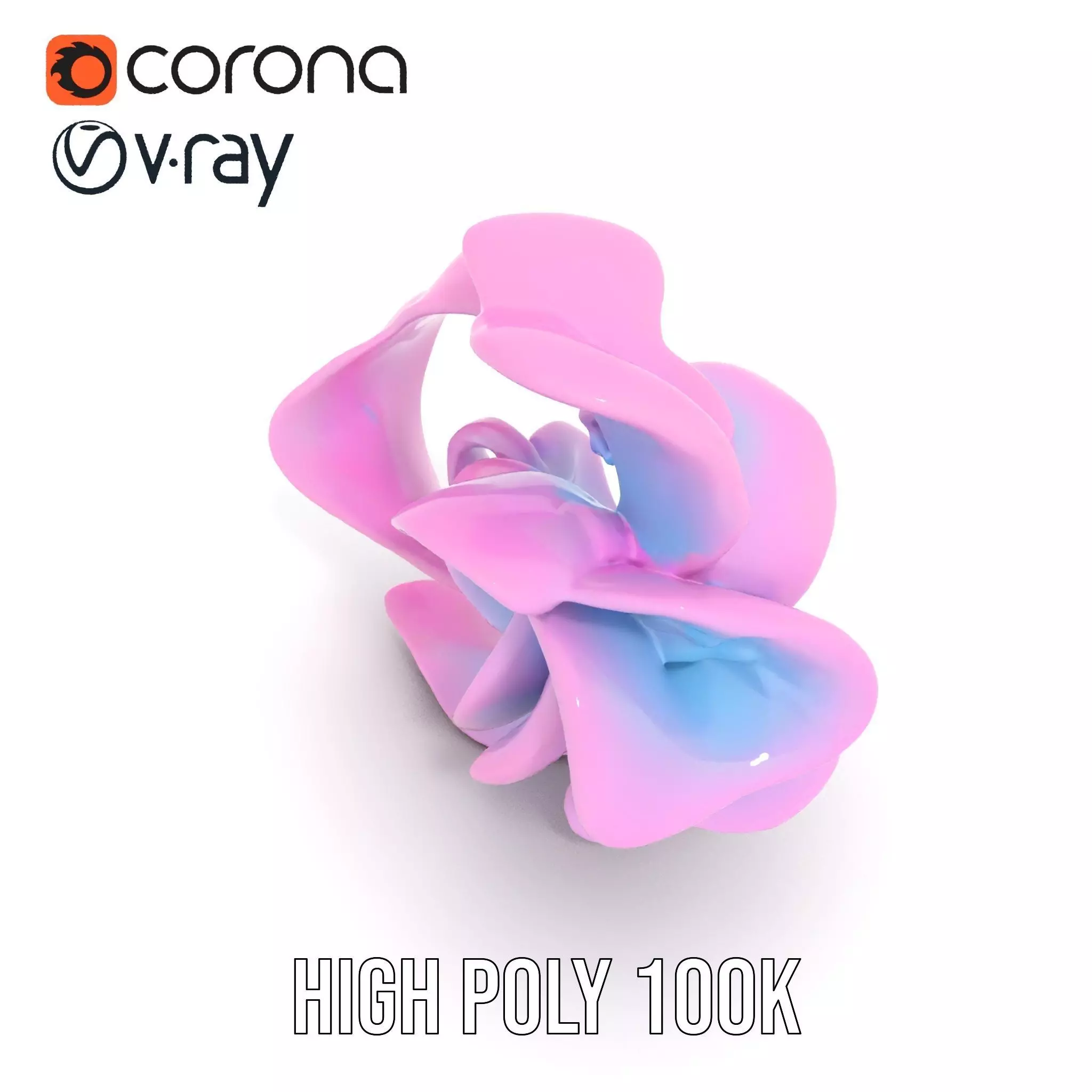 Iridescent Spiral Blossom model pack Low-poly 3D model_31