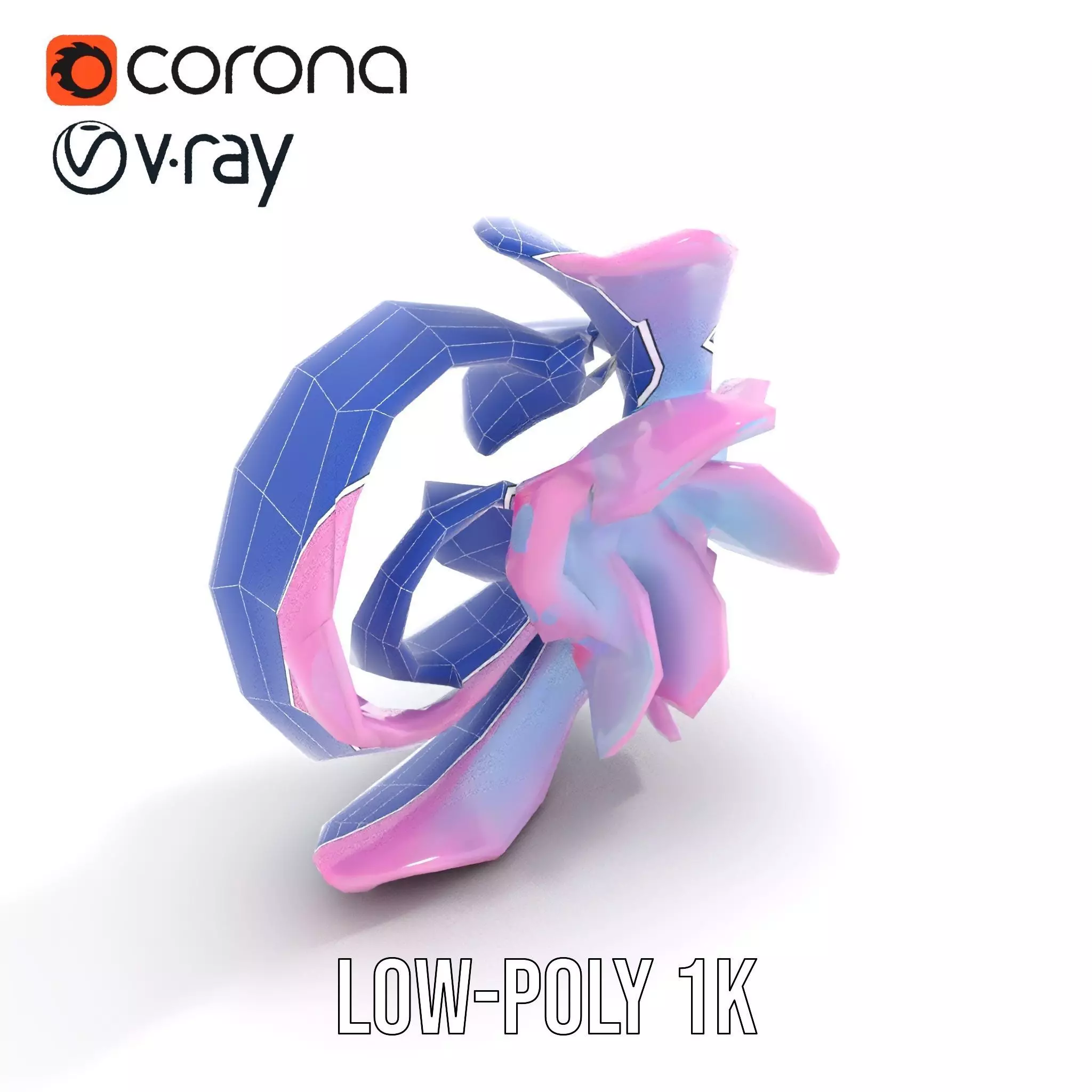 Iridescent Spiral Blossom model pack Low-poly 3D model_30