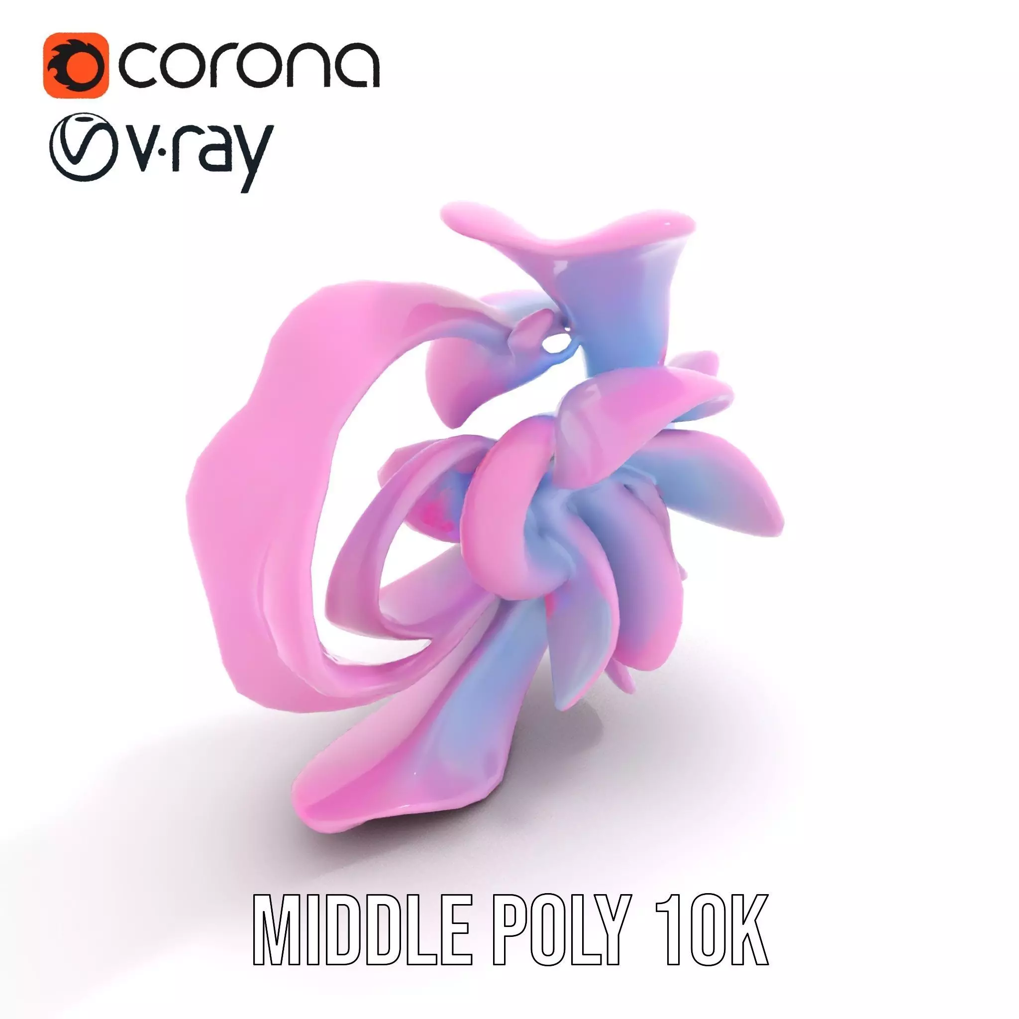 Iridescent Spiral Blossom model pack Low-poly 3D model_6