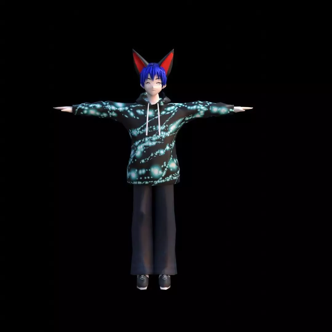 CyberFox VRChat Avatar  Anime Style Character Model Low-poly 3D model_0