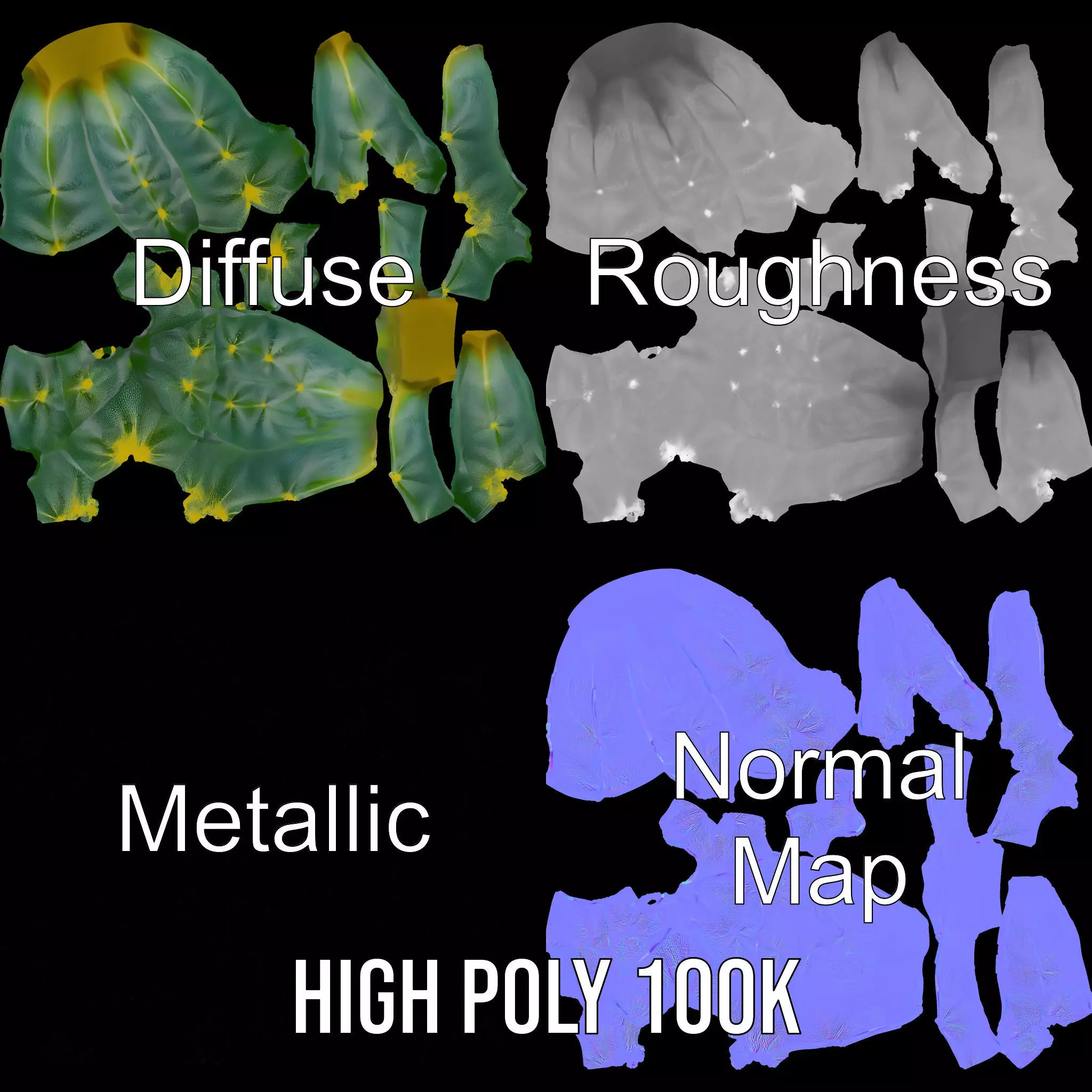 Round Green Cactus model pack Low-poly 3D model_3