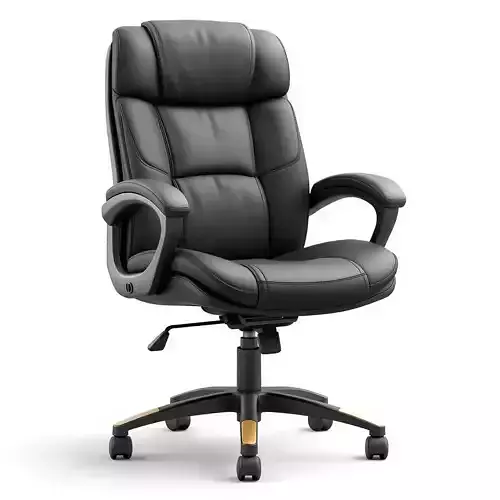 Luxury Black Executive Office Chair with Gold Accents 3D Model