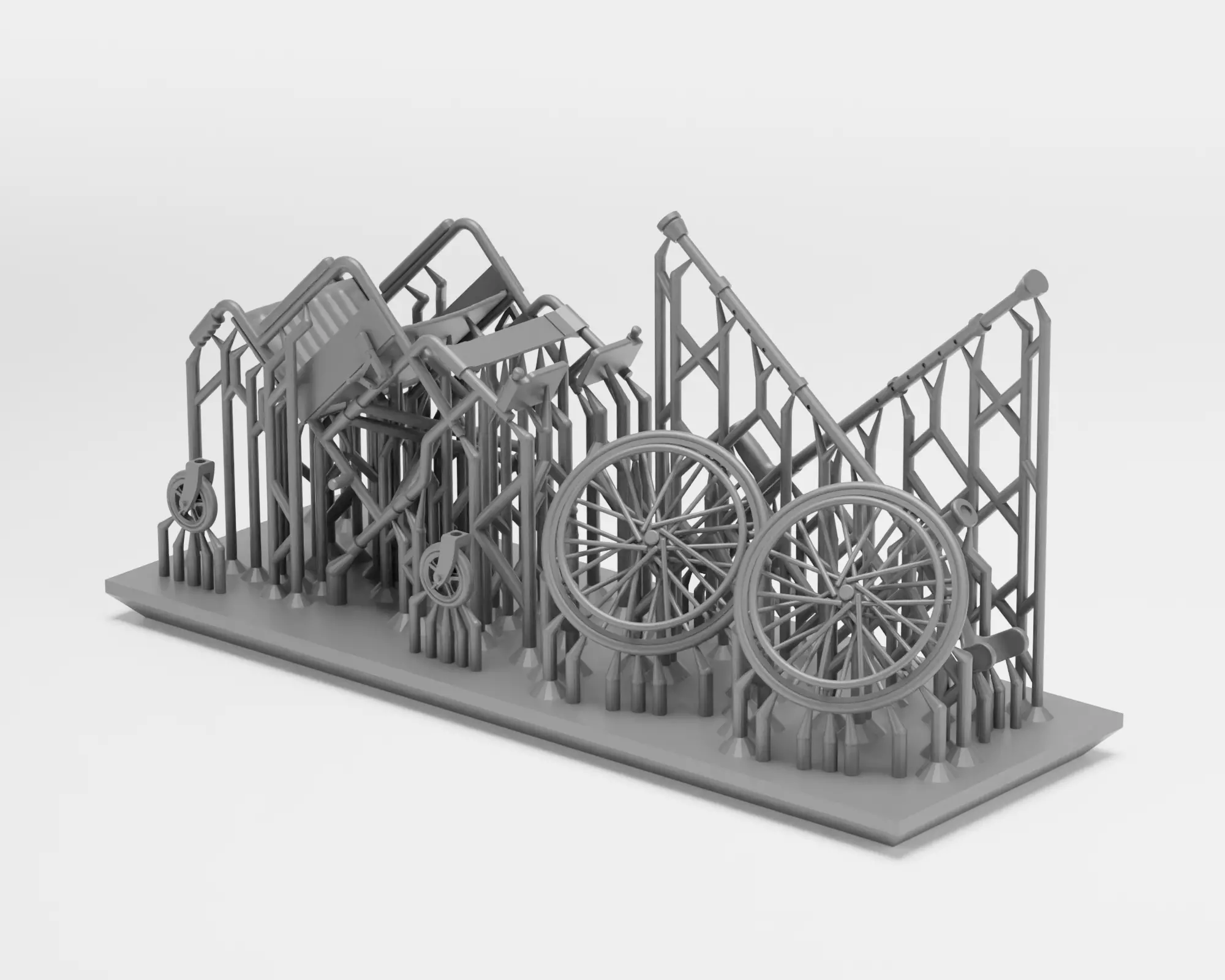 Wheelchair and crutches - 1-35 - supported 3D print model_4