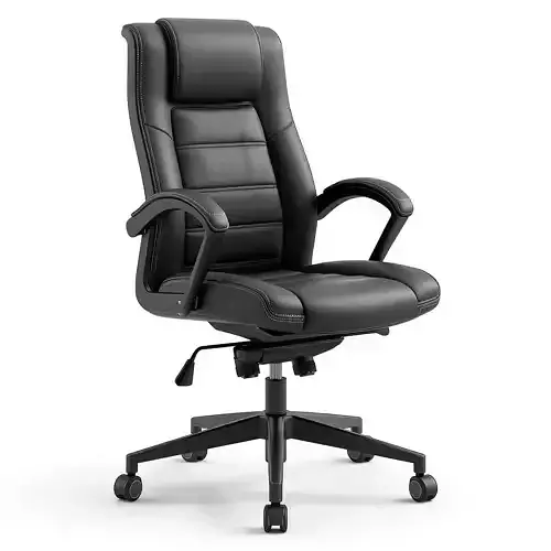 Sleek Black Executive Office Chair with White Stitching 3D Model Low-poly 3D model