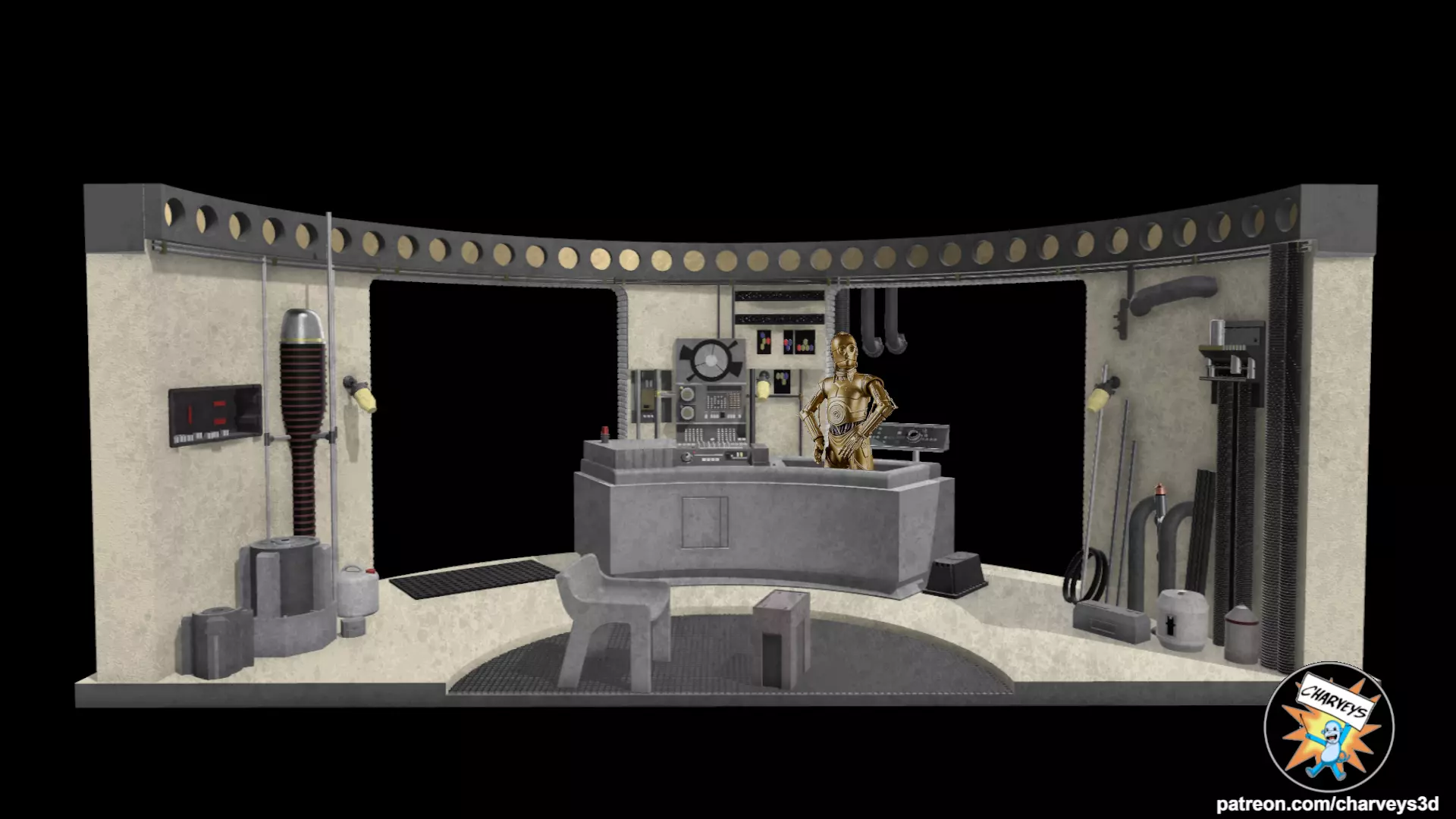 Star Wars Lars Garage Diorama for 4 and 6 inch figures 3D print model_1