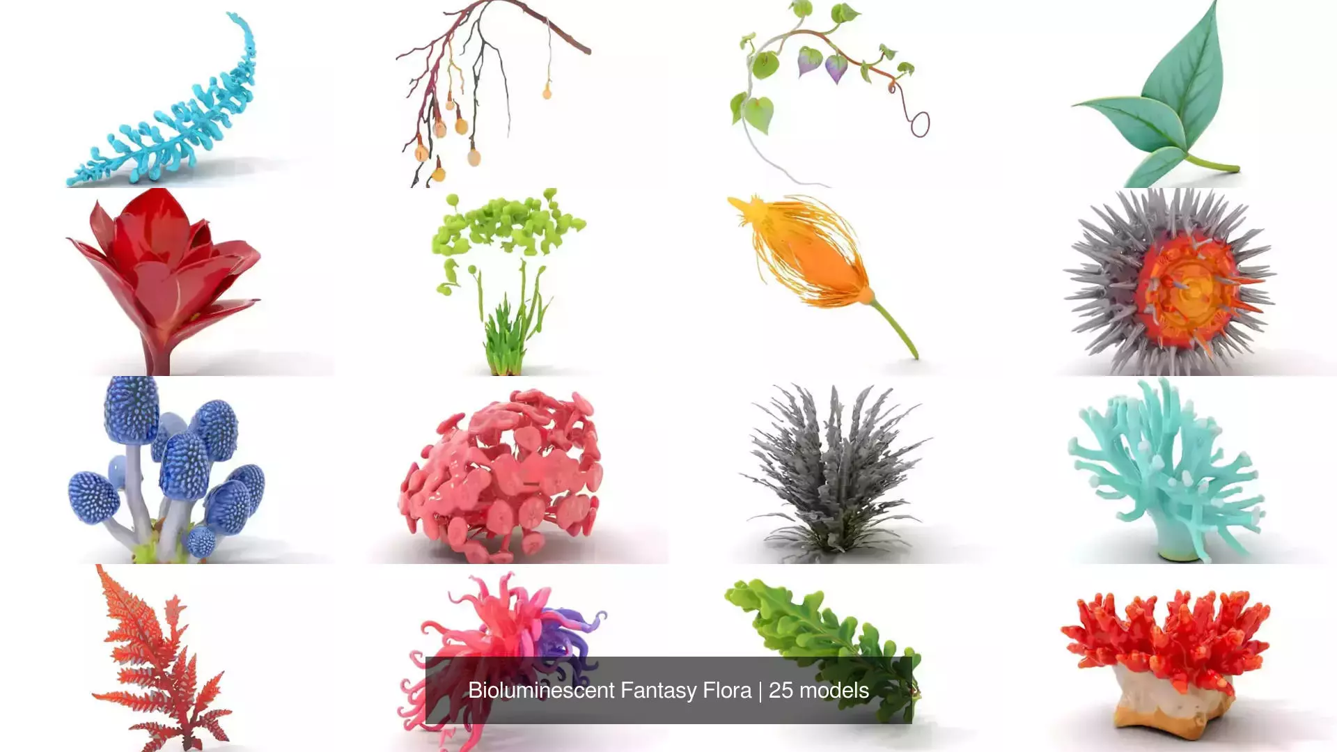 Bioluminescent Fantasy Flora 3D Model Collection_0