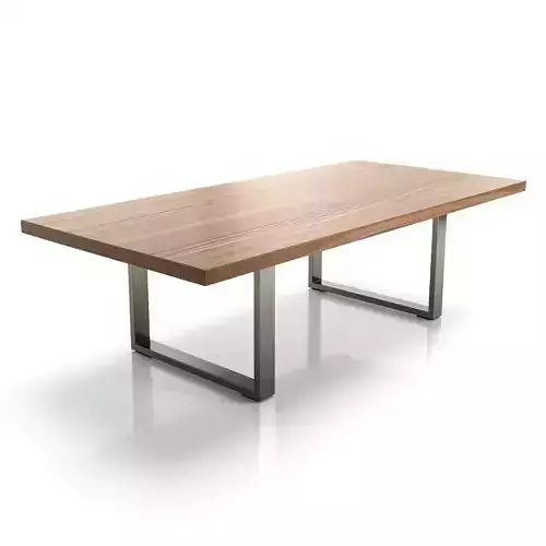 Sleek Modern Wood  Metal Dining Table 3D Model