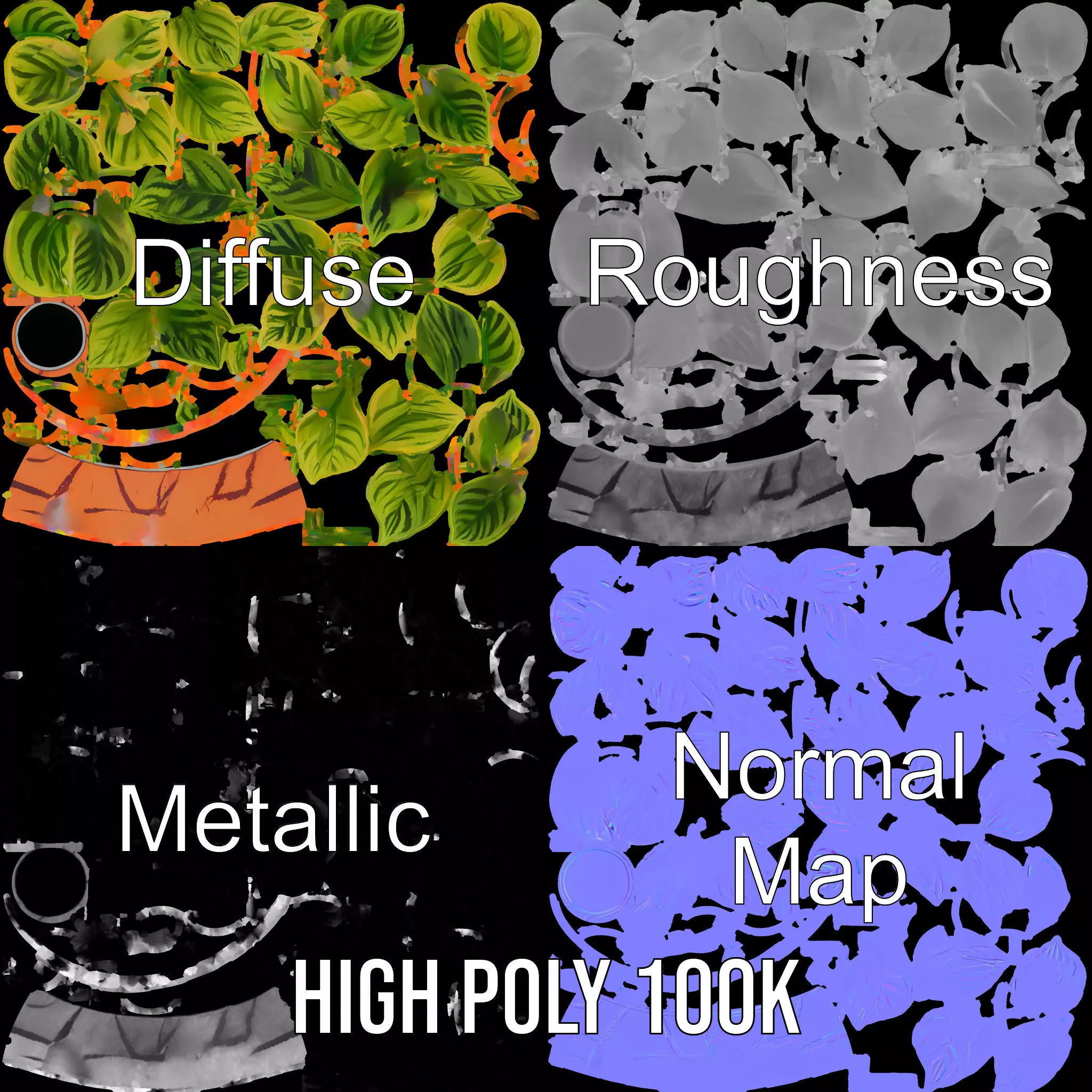 Vibrant Plant Pot model pack Low-poly 3D model_3