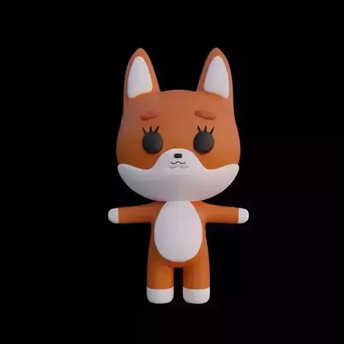 Cartoon Red Fox 3D Character Stylized Game Ready Model