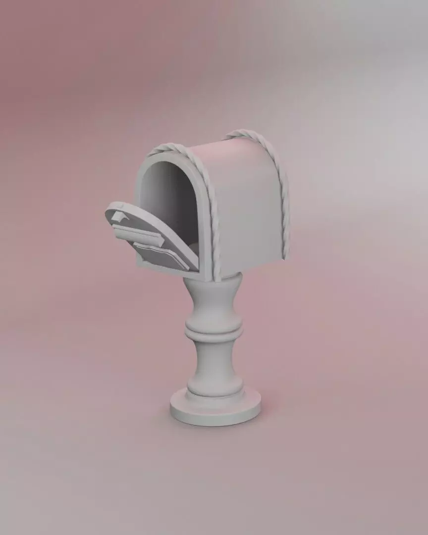 Vintage Mailbox on Pedestal Stand with opening door 3D print model_2