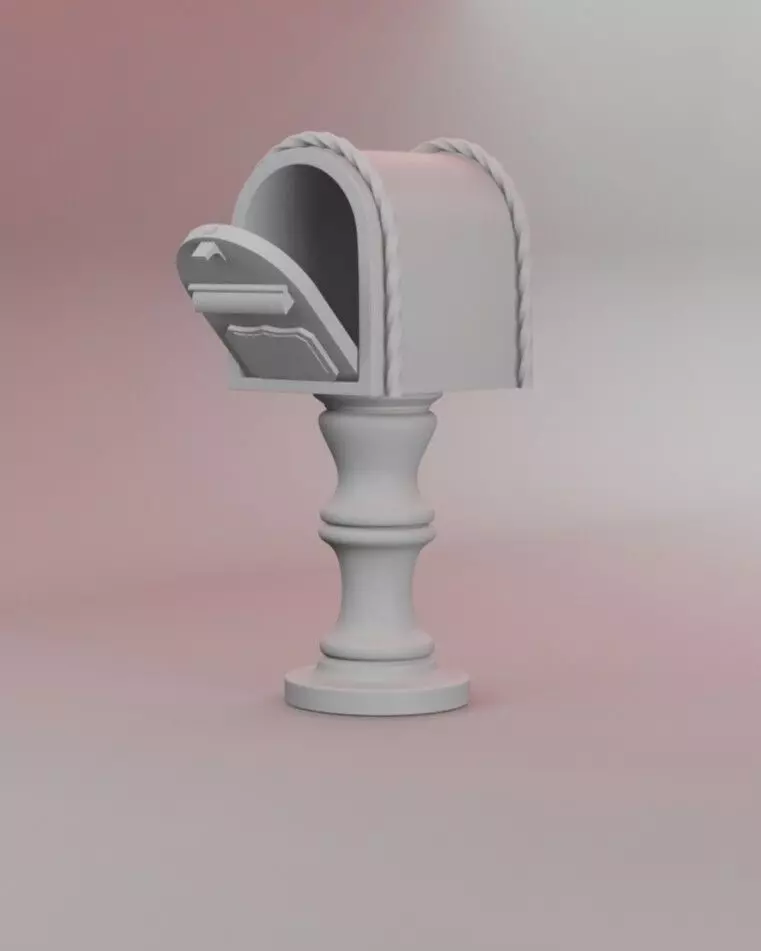 Vintage Mailbox on Pedestal Stand with opening door 3D print model_1