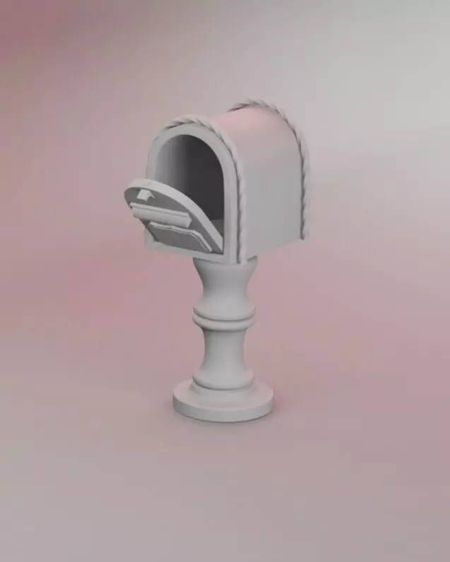 Vintage Mailbox on Pedestal Stand with opening door 3D print model_0