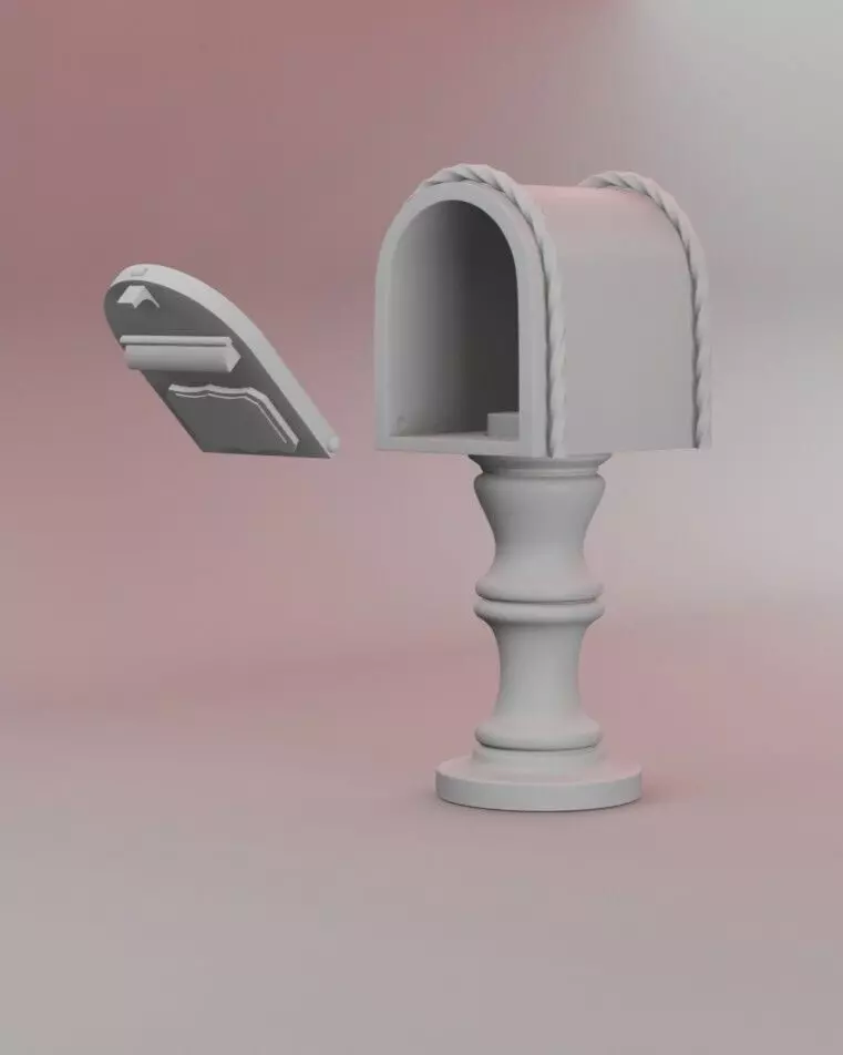 Vintage Mailbox on Pedestal Stand with opening door 3D print model_3