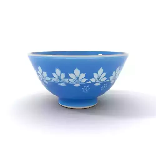 Ornate Blue Ceramic Bowl model pack Low-poly 3D model