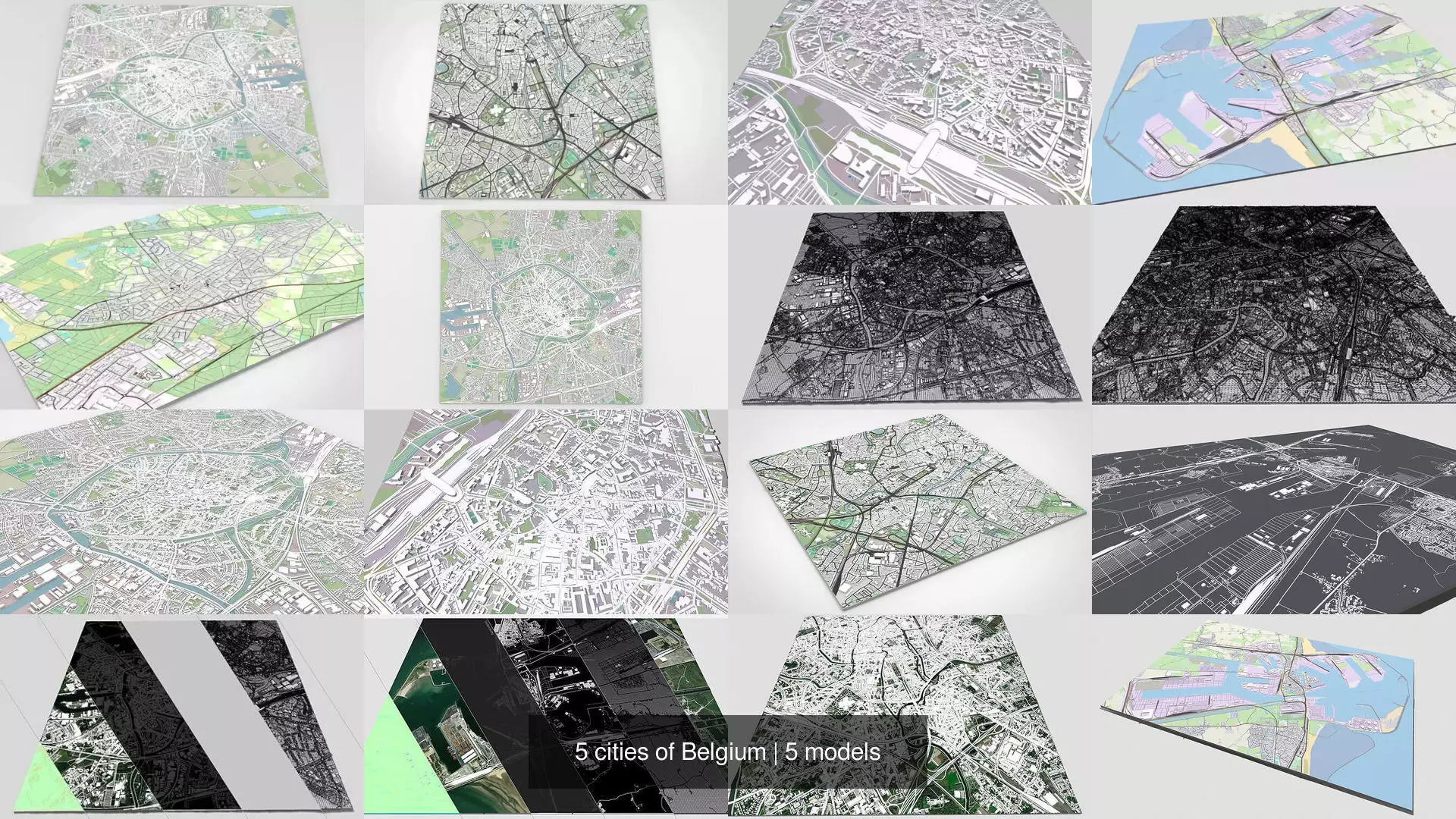 5 cities of Belgium 3D Model Collection_0