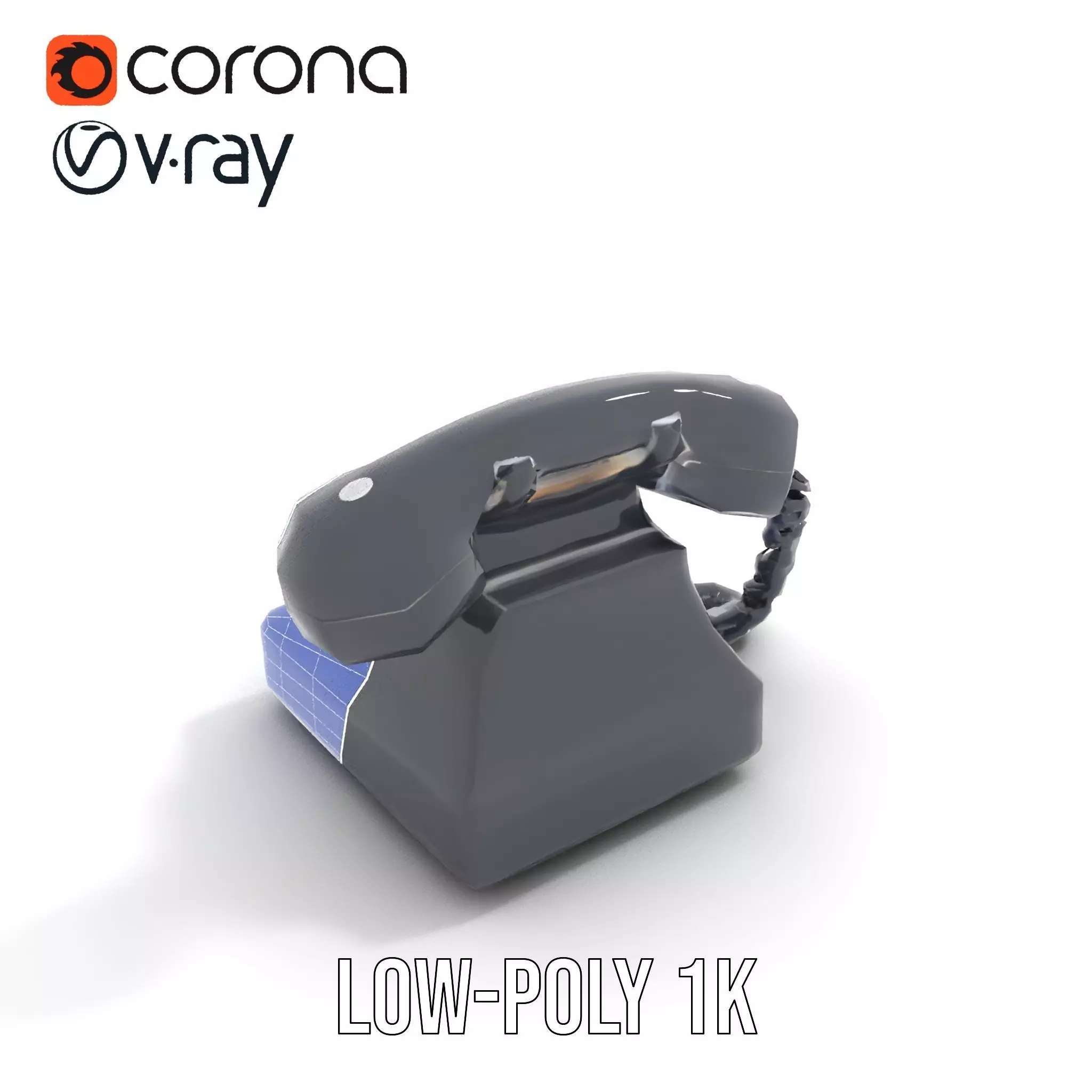 Classic Black Rotary Phone model pack Low-poly 3D model_9