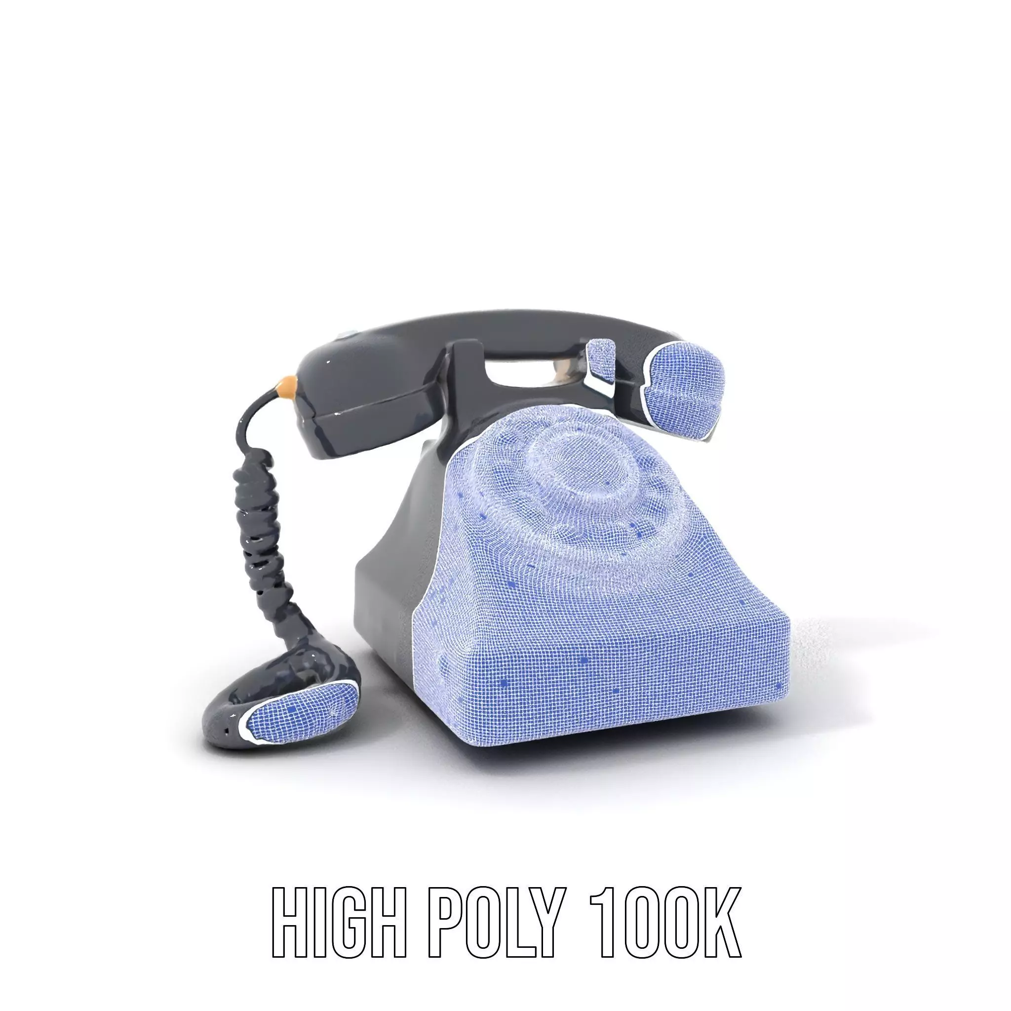 Classic Black Rotary Phone model pack Low-poly 3D model_4