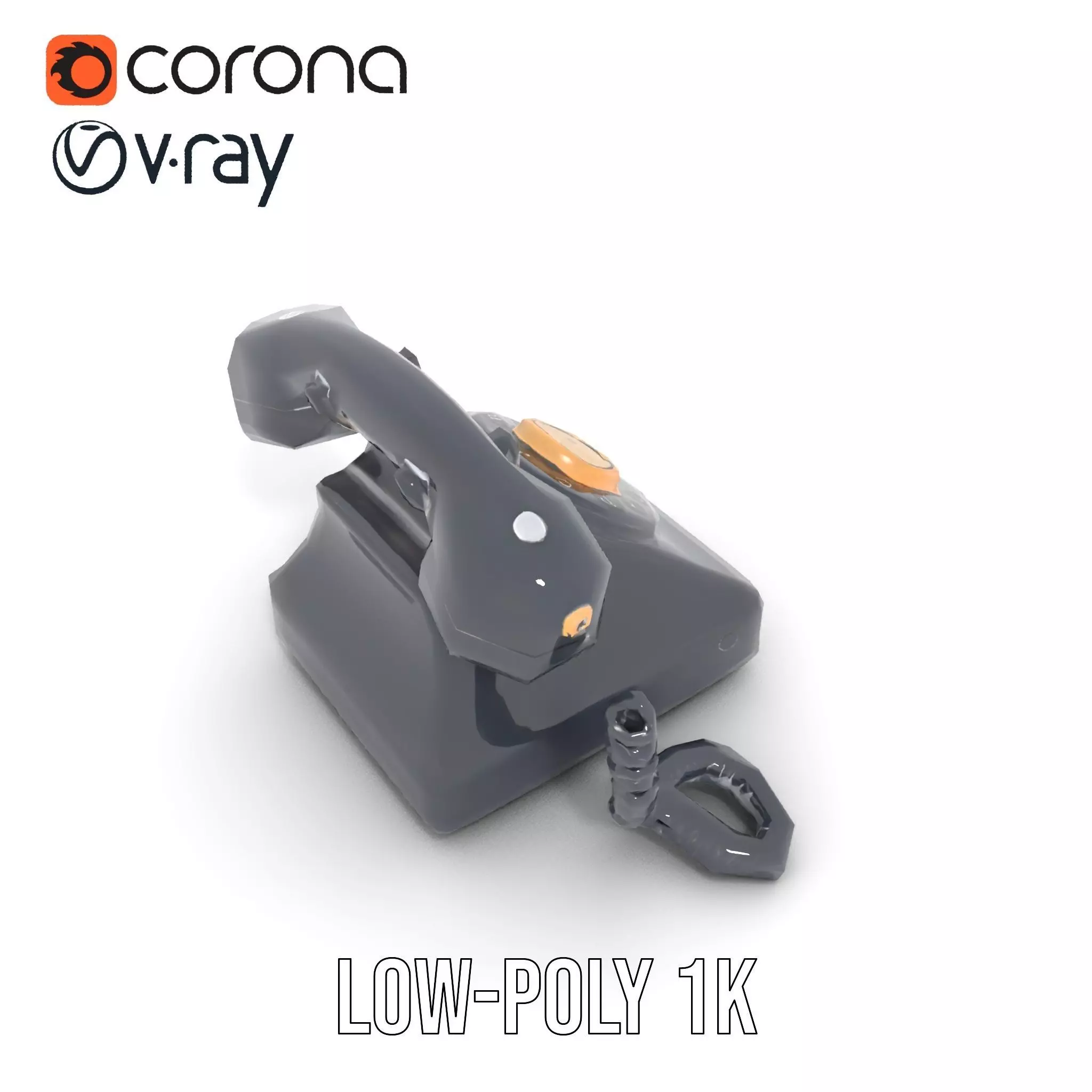 Classic Black Rotary Phone model pack Low-poly 3D model_7